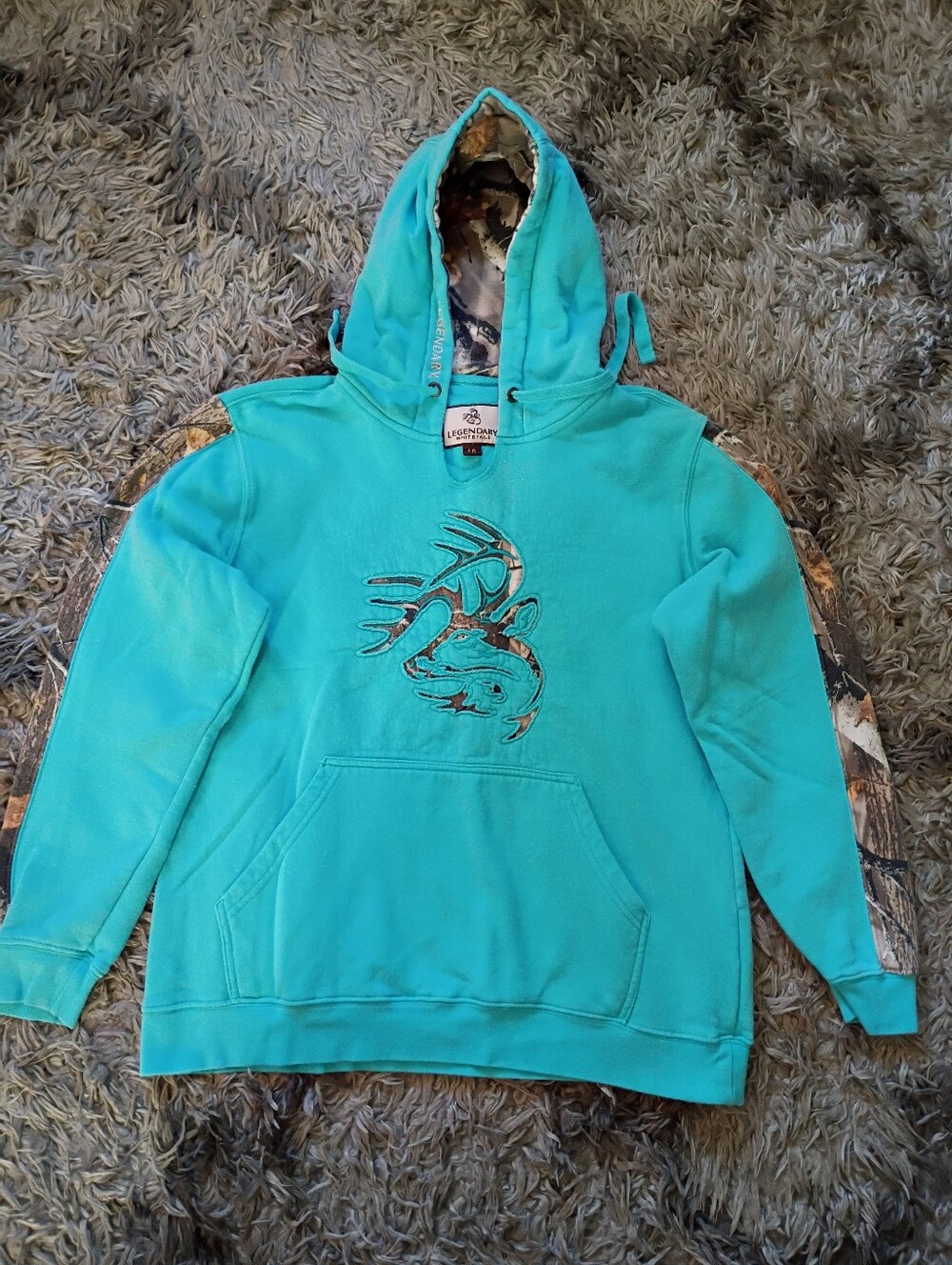 Legendary Whitetails Teal Hoodie with Camo Accents